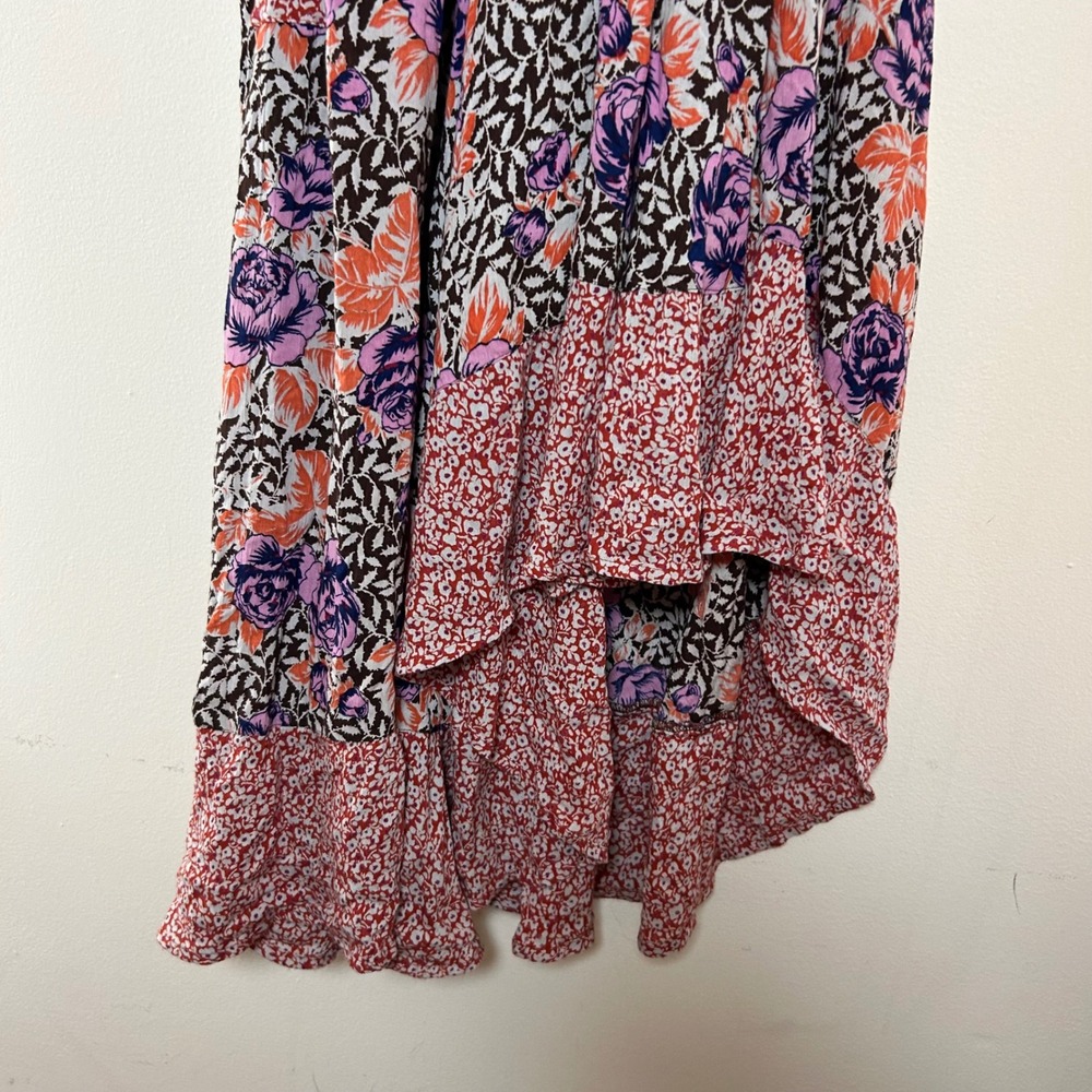 Free People Gabriela Floral Patchwork Halter Maxi Dress Smocked Waist XS - Picture 4 of 8